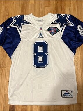 Troy Aikman Jersey Apex One Authentic Dallas Cowboys Double Star Sewn HOF Large